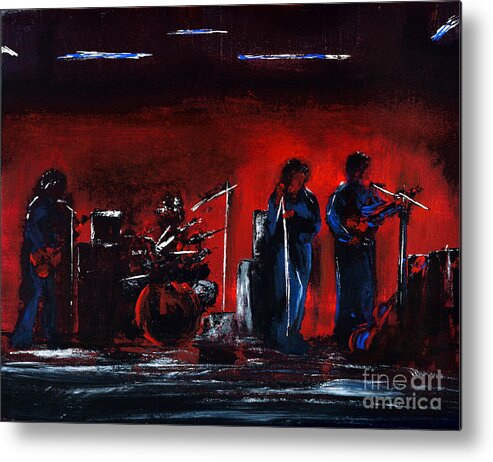 Band Metal Print featuring the painting Up On The Stage by Alys Caviness-Gober