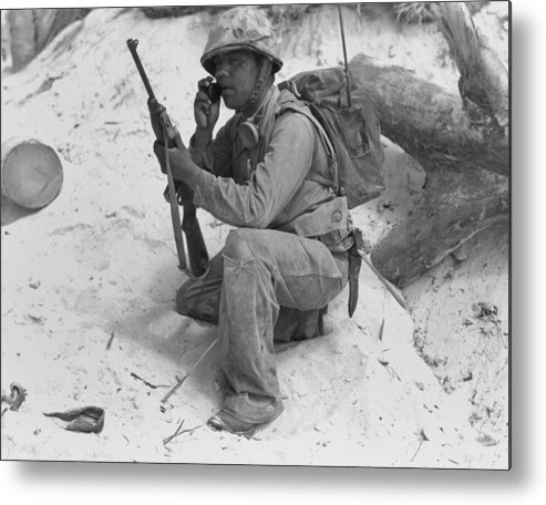 History Metal Print featuring the photograph U.s. Marine Native American Code Talker by Everett