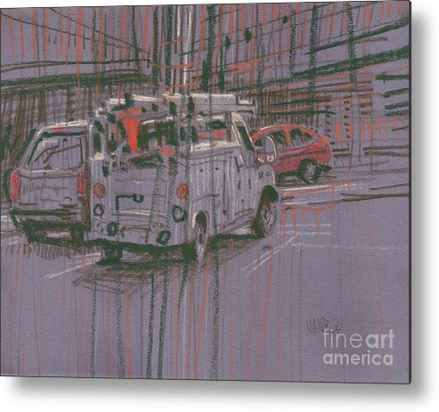 Utility Metal Print featuring the painting Utility Truck by Donald Maier