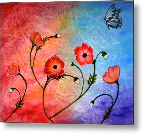 Poppies Metal Print featuring the painting Vibrant Poppies by Manjiri Kanvinde