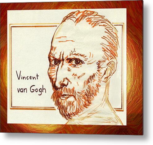 Vincent Metal Print featuring the drawing Vincent by Hartmut Jager