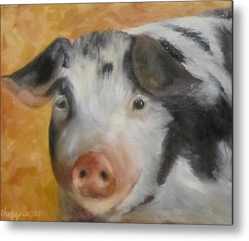 Pig Metal Print featuring the painting Vindicator Pig Painting by Cheri Wollenberg