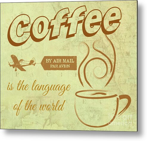 Coffee Metal Print featuring the digital art Vintage Coffee with Map by Mindy Bench