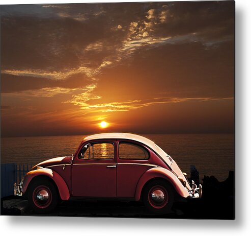 Transportation Metal Print featuring the photograph Volkswagen Beetle California Sunset by Larry Butterworth
