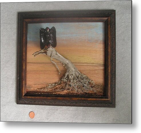 Vulture Metal Print featuring the painting Vulture on Stump by Roger Swezey