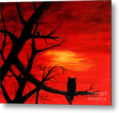 Barbara Griffin Metal Print featuring the painting Waiting on Sundown by Barbara A Griffin