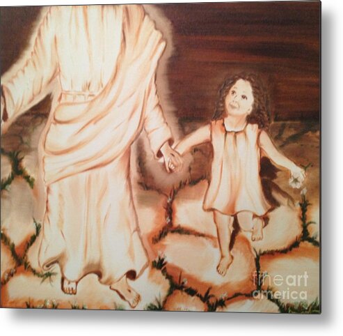 Good Hands Metal Print featuring the painting Walk By Me by Brindha Naveen