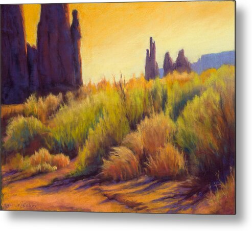 Monument Valley Metal Print featuring the painting Walk in the Wash by Marjie Eakin-Petty