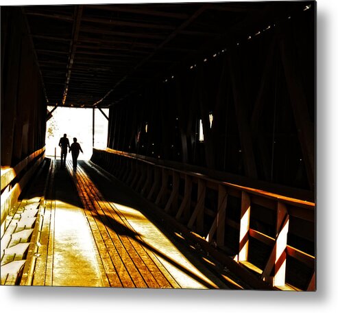 Covered Bridge Metal Print featuring the photograph Walking Through History - Elizabethton Tennesse Covered Bridge by Denise Beverly