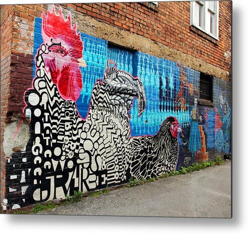 Brick Buildings Metal Print featuring the photograph Wall of Chicken by Jennifer Robin