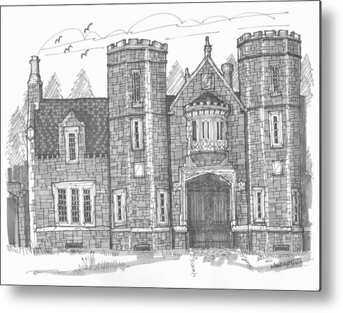 Bard College Metal Print featuring the drawing Ward Manor Bard College by Richard Wambach