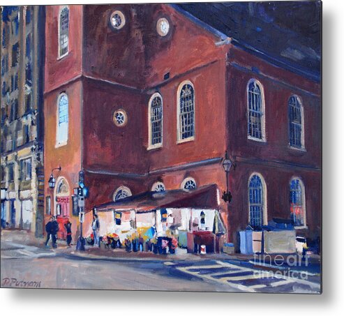 Boston Metal Print featuring the painting Washington Street Night by Deb Putnam