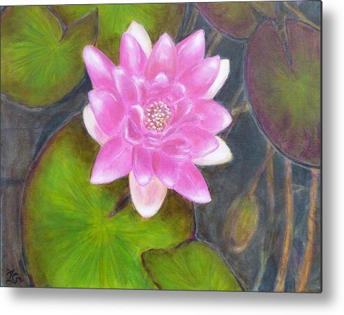 Water Lily Metal Print featuring the painting Water Lily by Amelie Simmons