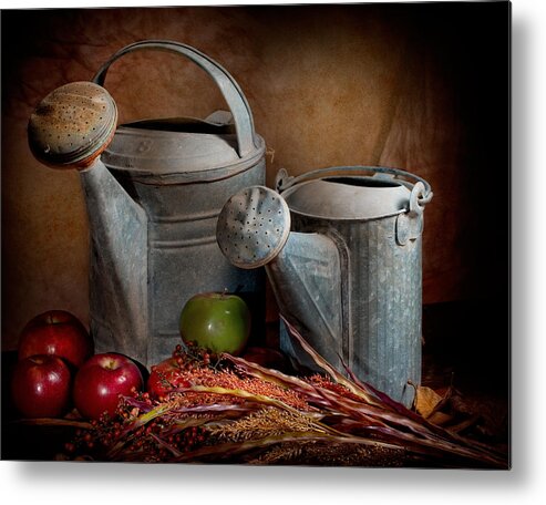 Watering Can Metal Print featuring the photograph Watering Cans by David and Carol Kelly