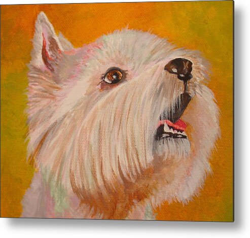 Dog Metal Print featuring the painting Westie Portrait by Taiche Acrylic Art