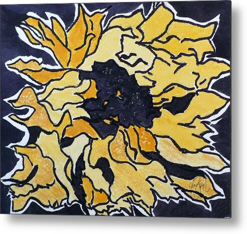 Sunflower Metal Print featuring the painting What? by Joan Zepf