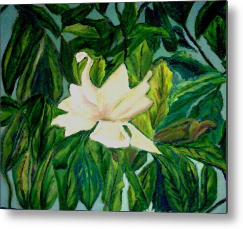 Flower Metal Print featuring the painting Williamsburg Magnolia by Suzanne Berthier