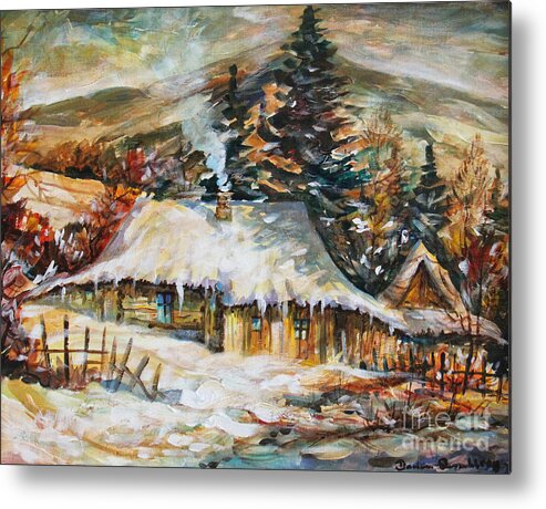 Winter Magic Metal Print featuring the painting Winter Magic by Dariusz Orszulik