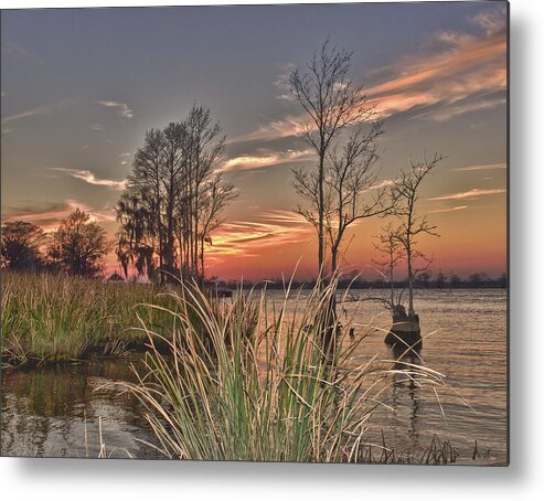 Sunset On The Waccamaw River Metal Print featuring the photograph Winter on the Waccamaw River by Mike Covington