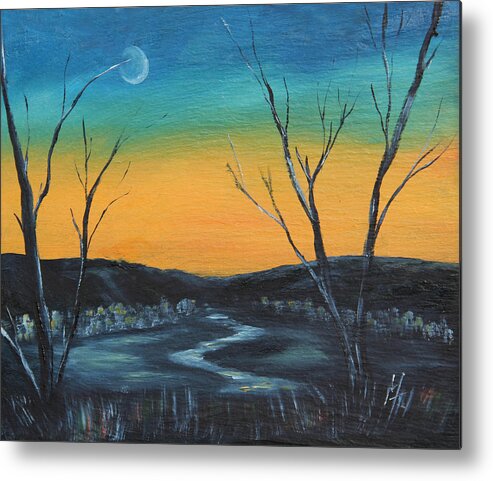 Winter Metal Print featuring the painting Winter Sunset by Meaghan Troup