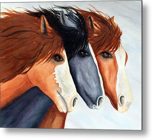 Horse Metal Print featuring the painting Horse Trio by Lyn DeLano
