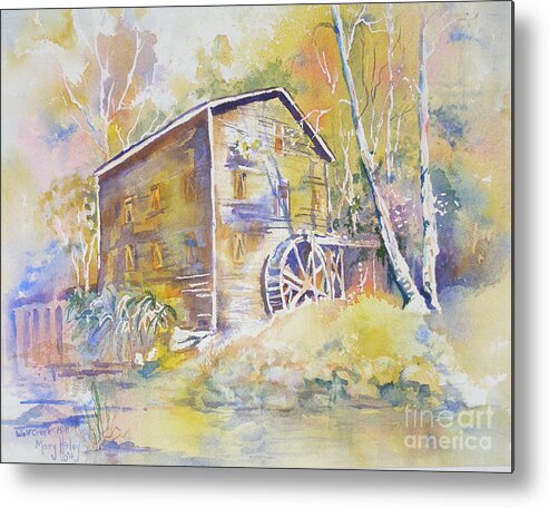 Mill Metal Print featuring the painting Wolf Creek Grist Mill by Mary Haley-Rocks