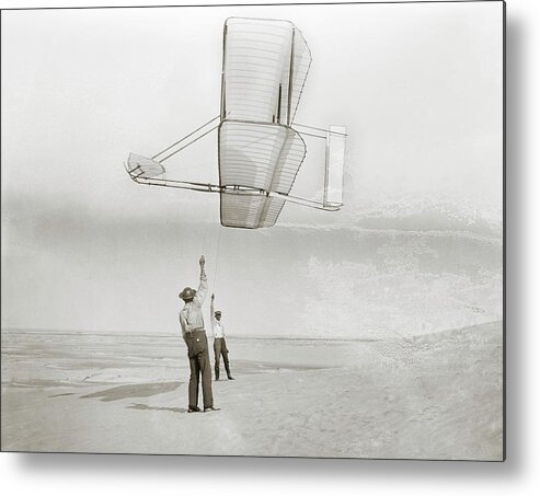 Wilbur Wright Metal Print featuring the photograph Wright Brothers Kitty Hawk Glider by Library Of Congress