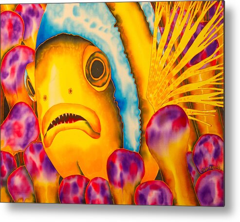 Fish Art Metal Print featuring the painting Yellow Clownfish by Daniel Jean-Baptiste