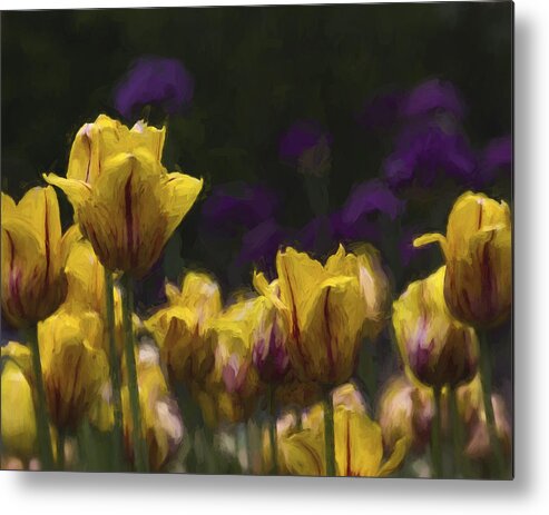 Tulip Metal Print featuring the digital art Yellow Tulips by Gary Rieks