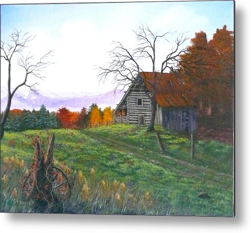 Barn Metal Print featuring the painting Yesteryear Autumn by William Stewart