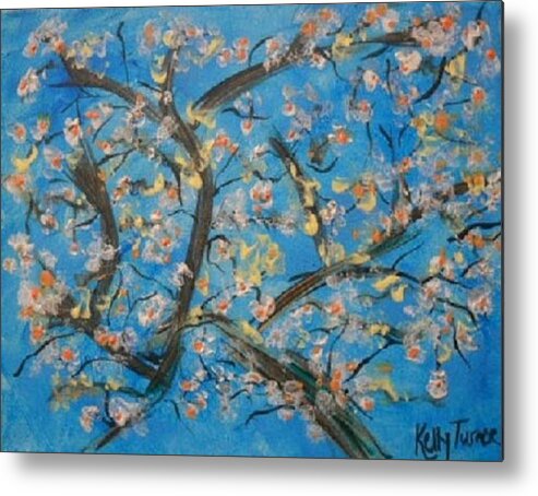 Almond Blossom Metal Print featuring the painting Almond Blossom #1 by Kelly M Turner