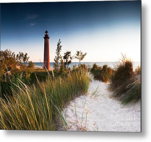 Beach Metal Print featuring the photograph Little Sable Point Light Station #1 by Larry Carr