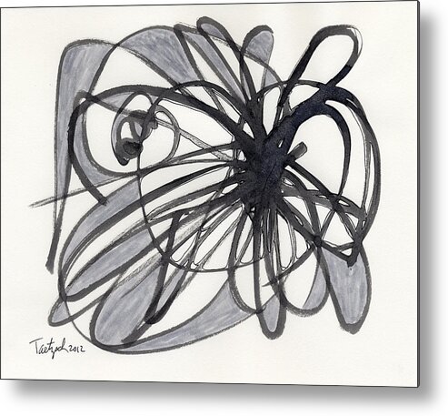 Abstract Metal Print featuring the drawing 2012 Drawing #2 by Lynne Taetzsch