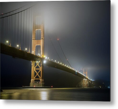 san Francisco Metal Print featuring the photograph Golden Gate Bridge at Night #3 by Mike Irwin