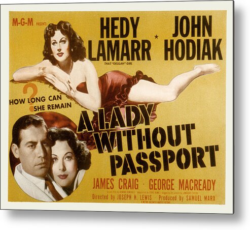 1950 Movies Metal Print featuring the photograph A Lady Without Passport, John Hodiak by Everett