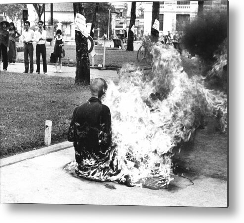 1960s Metal Print featuring the photograph A Young Buddhist Monk Burned Himself by Everett