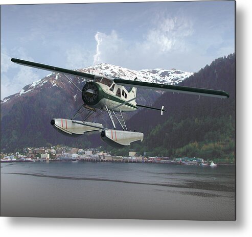 Airplane Metal Print featuring the photograph Alaska City Bus by Mike Ray