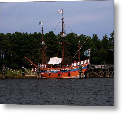 Ship Metal Print featuring the photograph Anchored Ship by Karen Harrison Brown