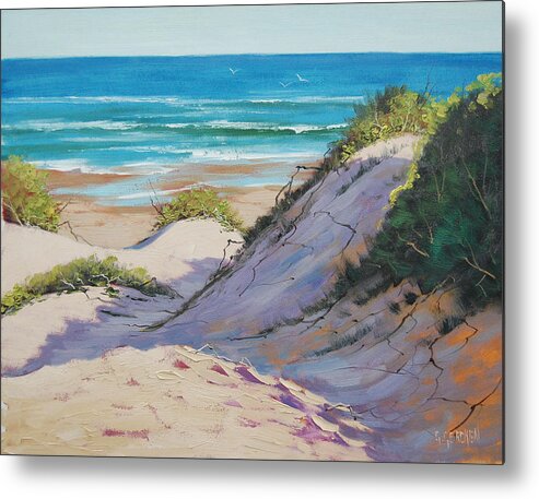 Seascape Metal Print featuring the painting Beach Dunes by Graham Gercken