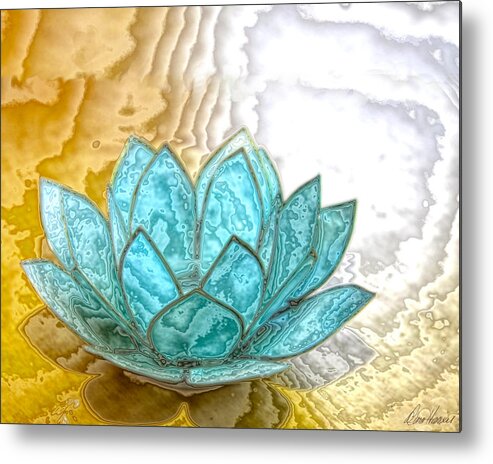 Blue Metal Print featuring the photograph Blue Lotus by Diana Haronis
