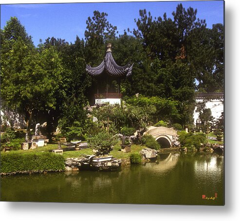 Scenic Metal Print featuring the photograph Bonzai Garden and Gazebo 19L by Gerry Gantt