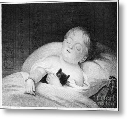 19th Century Metal Print featuring the photograph CHILD AND PET, 19th CENTURY by Granger