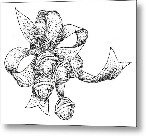 Bells Metal Print featuring the drawing Christmas Bells by Christy Beckwith