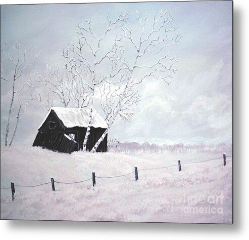 Field Metal Print featuring the painting Cold Pastures by Peggy Miller