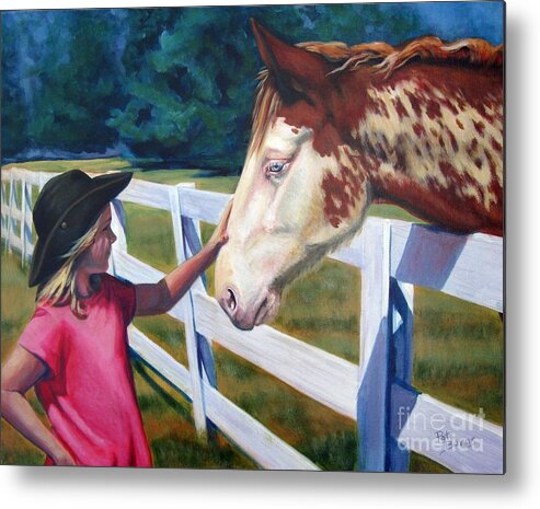 Horse Metal Print featuring the painting Connecting by Pat Burns