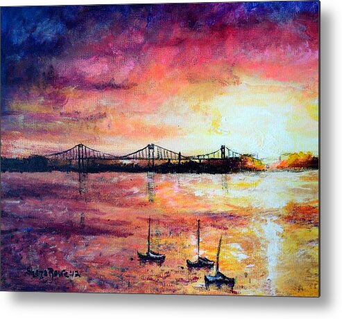 Bridge Metal Print featuring the painting Down by the Bay by Shana Rowe Jackson