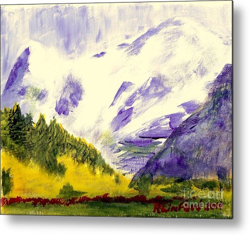 Eiger Metal Print featuring the painting Eiger and Jungfrau Switzerland by Richard W Linford