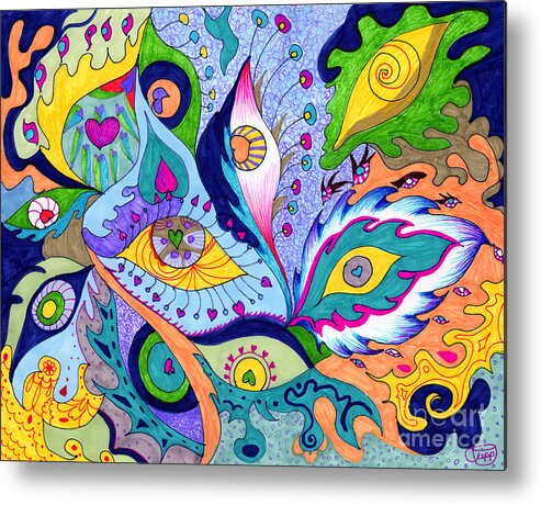 Felt Tip Markers Metal Print featuring the painting Fantas Eyes by Nancy Cupp