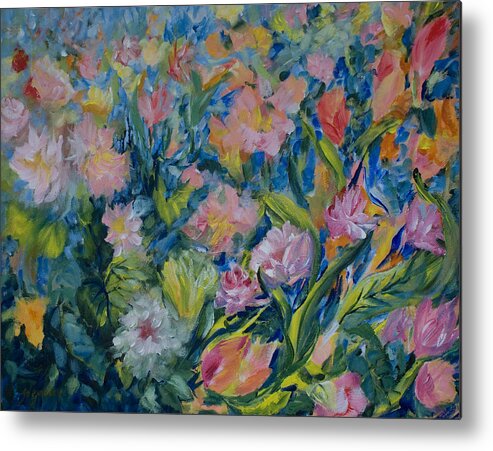 Flowers Metal Print featuring the painting Field of Flowers by Jo Smoley