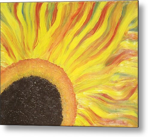 Sunflower Metal Print featuring the painting Flaming Sunflower by Margaret Harmon